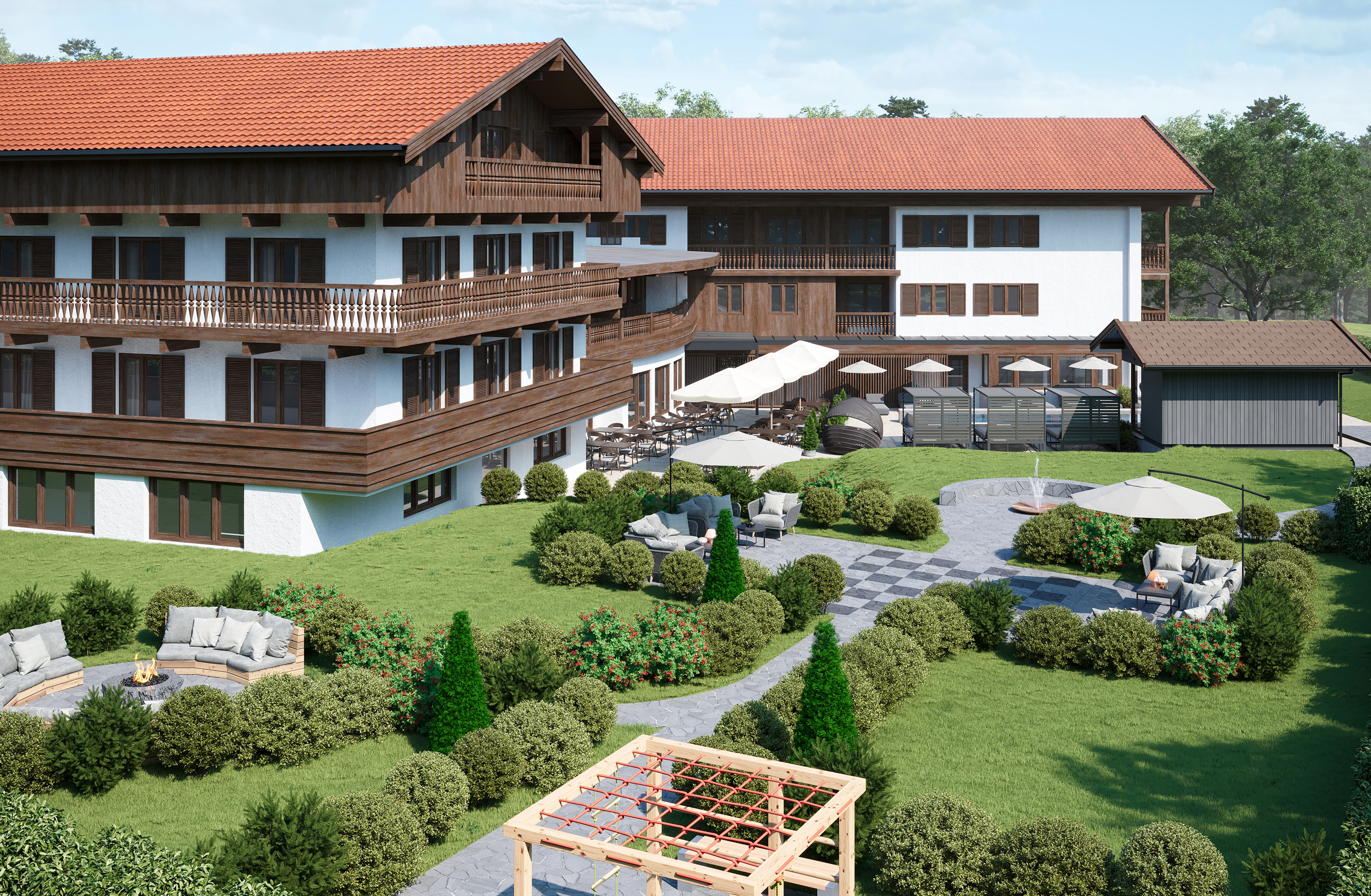 Alpenhof Gartenlandschaft Entspannung